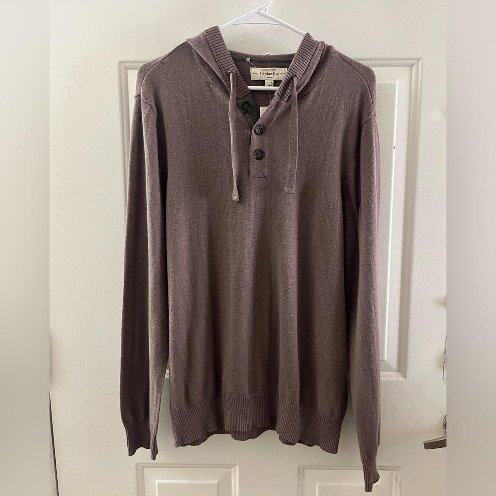 Hawker Rye 95/5 Henley Hoodie Clove color Sz M-NWT